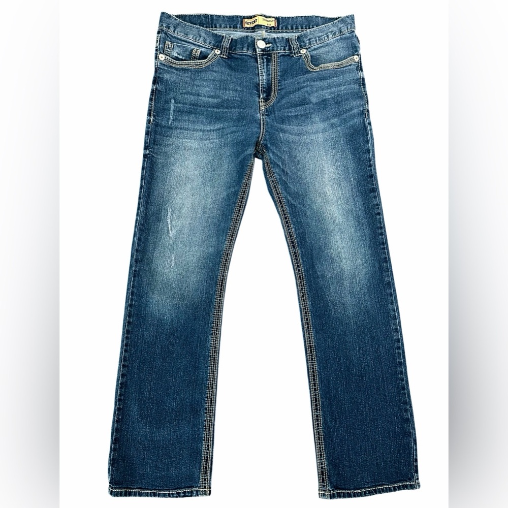Seven7 Men's Classic Blue Straight Fit Jeans | W36/L32